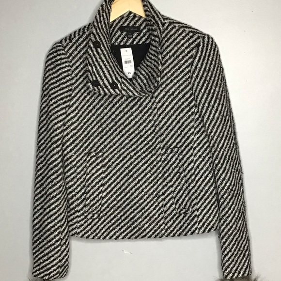 Ann Taylor Tweed Jacket with Fur Cuffs NEW - Picture 4 of 11